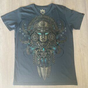 NWT Mens Looch Peruvian 100% Pima Cotton T-Shirt Tumi Pattern Blue Sz L